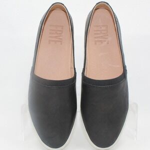 Frye Melanie Slip On Black Leather Sneakers Shoes 6M 3471146-BLK